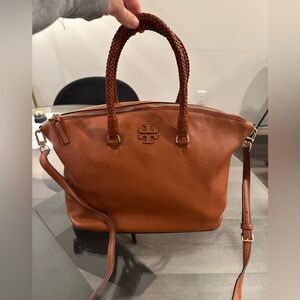 Tory Burch Orange/Brown Leather Shoulder Bag